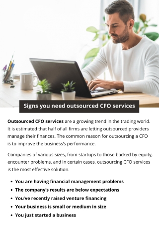 Signs you need outsourced CFO services