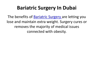 Bariatric Surgery In Dubai