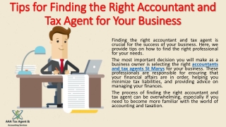 Accountants and tax agents St Marys