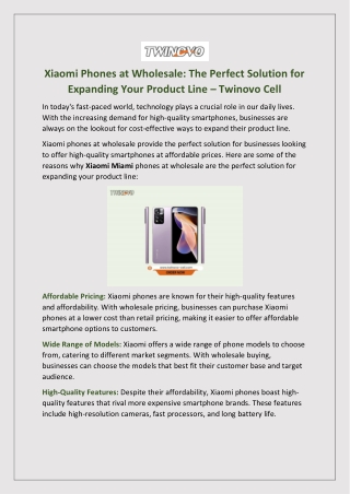 Get the best Xiaomi Miami - Twinovo Cell