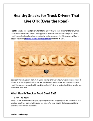 Healthy Snacks for Truck Drivers That Live OTR