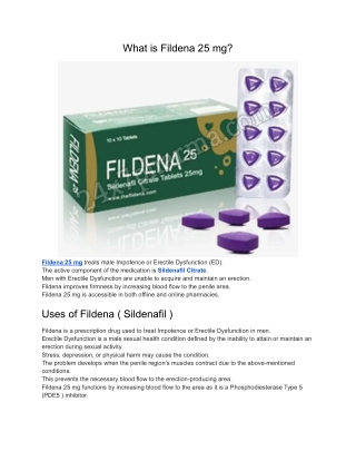 Fildena 25 mg Sildenafil Citrate Tablets