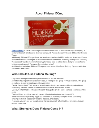 Fildena 150mg Sildenafil Citrate Tablet