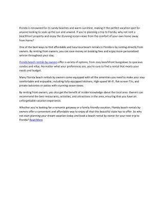 florida house rentals by owners