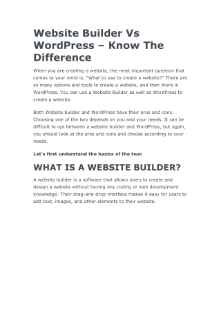 Website Builder Vs WordPress – Know The Difference