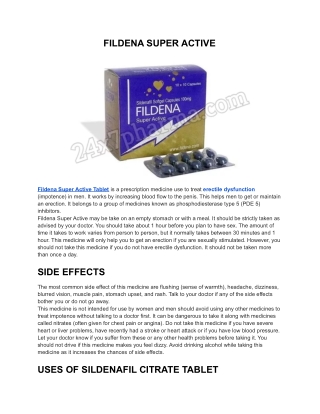 Fildena Super Active 100mg Sildenafil Softgel Capsules