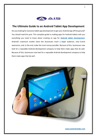 The Ultimate Guide to an Android Tablet App Development