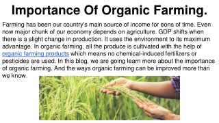 Importance Of Organic Farming.