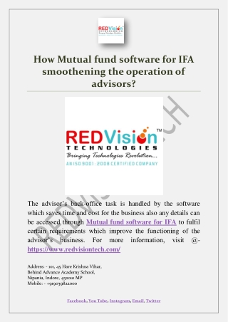 How Mutual fund software for IFA smoothening the operation of advisors