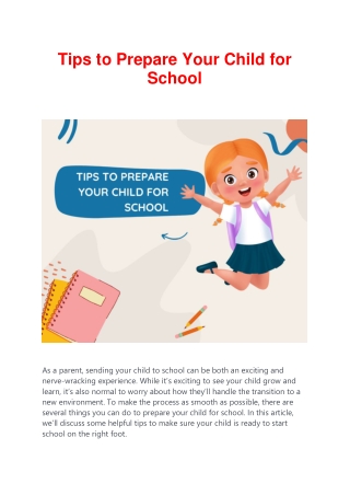 Tips to prepare your child for school