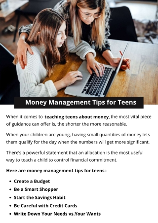 Money Management Tips for Teens