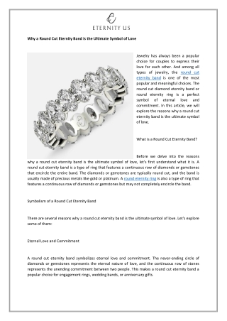 Why a Round Cut Eternity Band is the Ultimate Symbol of Love