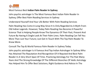 Most Famous Best Indian Palm Reader In Sydney