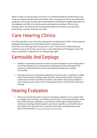 Best ear cleaning specialist | Best ear clinic in KPHB | Best audiologist in Hyd
