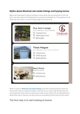 Myths about Montreal real estate listings and buying homes