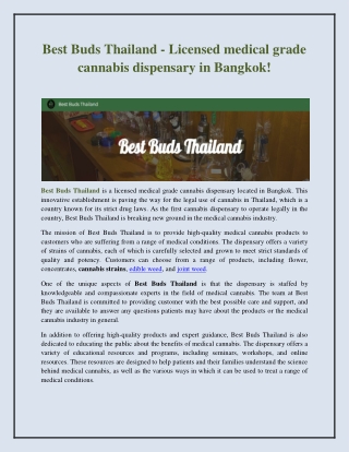 Licensed medical grade cannabis dispensary in Bangkok