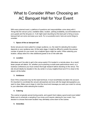 What to Consider When Choosing an AC Banquet Hall for Your Event