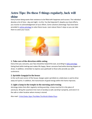 Astro Tips: Do these 5 things regularly, luck will shine
