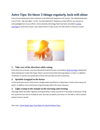Astro Tips: Do these 5 things regularly, luck will shine