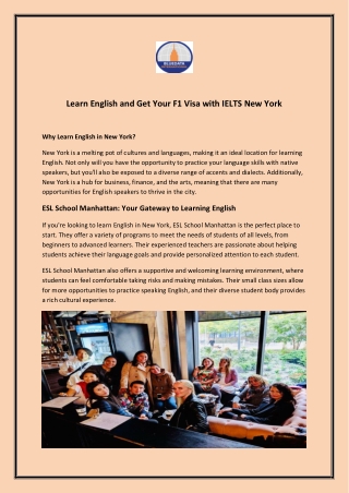 Learn English and Get Your F1 Visa with IELTS New York