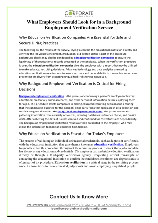 What Employers Should Look for in a Background Employment Verification Service