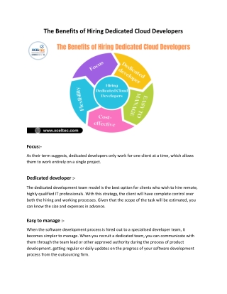 The Benefits of Hiring Dedicated Cloud Developers