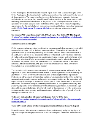 Cyclic Neutropenia Treatment Market