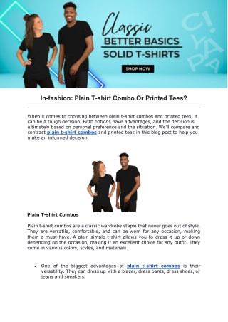 In-fashion Plain T-shirt Combo Or Printed Tees