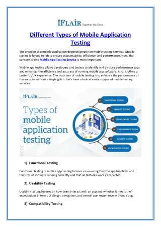 Different Types of Mobile Application Testing