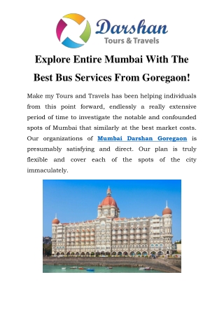 Mumbai Darshan Goregaon Call- 9920772931