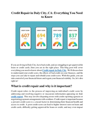 Credit Repair in Daly City, CA Everything You Need to Know