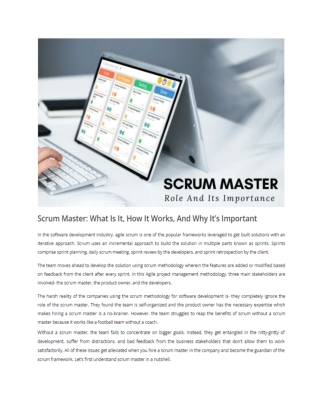 Scrum Master- What Is It, How It Works, And Why It’s Important