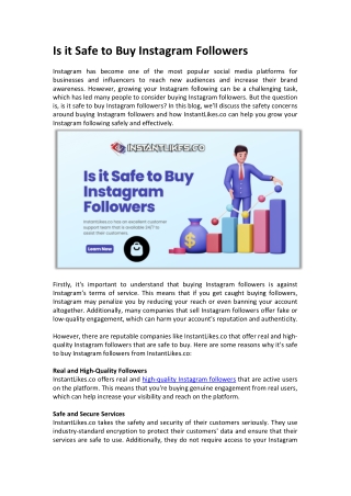 Is it safe to buy Instagram followers