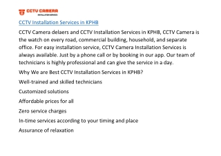 CCTV Installation Services in KPHB