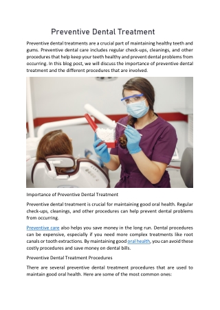 Preventive Dental Treatment