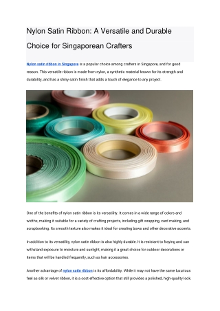 Nylon Satin Ribbon - A Versatile and Durable Choice for Singaporean Crafters