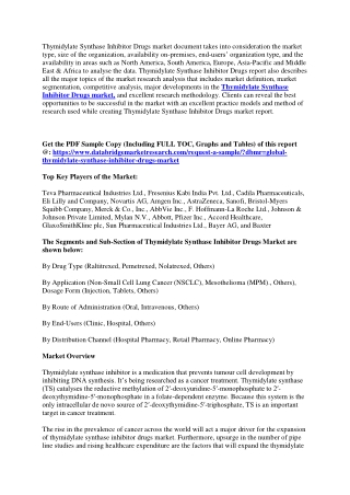 Thymidylate Synthase Inhibitor Drugs Market