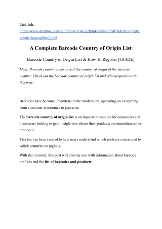 barcode country of origin list