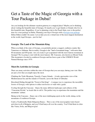 Best Travel Agency in Dubai | Georgia Tour Package Dubai