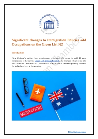 Significant changes to Immigration Policies add Occupations on the Green List NZ