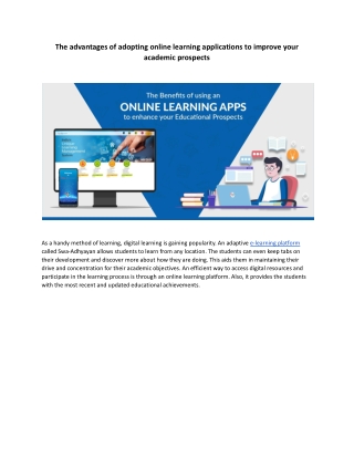 The advantages of adopting online learning applications