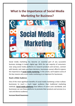 What Is the Importance of Social Media Marketing for Business