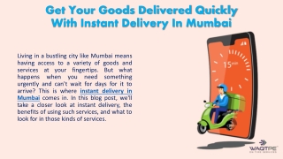 Instant delivery in Mumbai