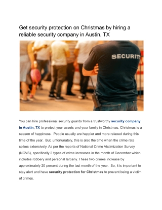 Get security protection on Christmas by hiring a reliable security company in Austin, TX