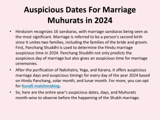 Auspicious Dates For Marriage Muhurats in 2024