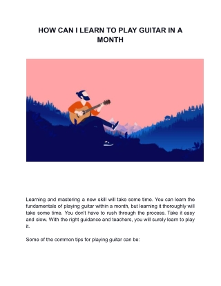 HOW CAN I LEARN TO PLAY GUITAR IN A MONTH