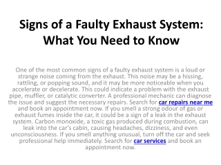Signs of a Faulty Exhaust System: What You Need to Know