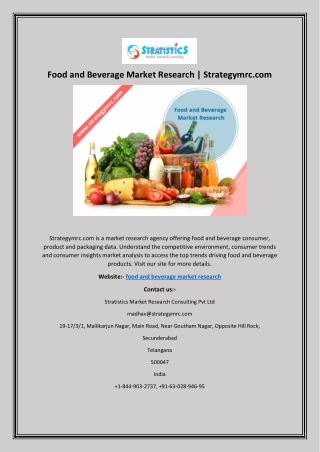 Food and Beverage Market Research | Strategymrc.com