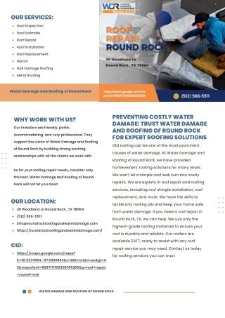 Preventing Costly Water Damage: Trust Water Damage and Roofing of Round Rock for