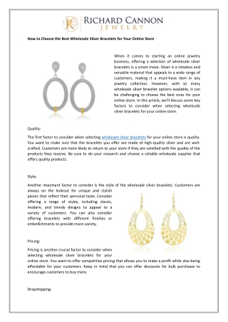 How to Choose the Best Wholesale Silver Bracelets for Your Online Store